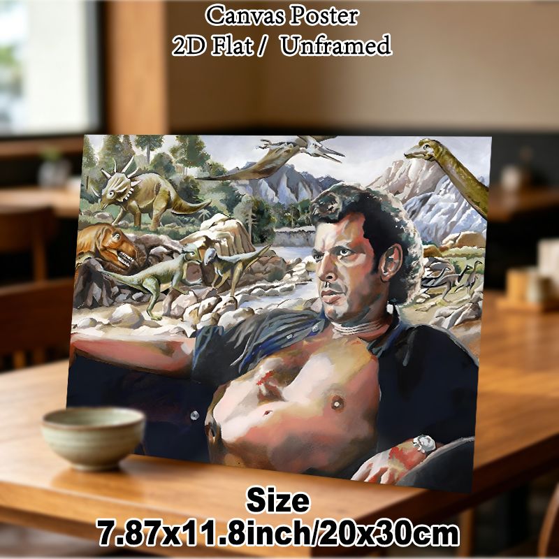 Prehistoric Dinosaur & Human Scene Painting Poster, Vivid Artistic Prehistoric Wilderness Poster, Immersive Prehistoric-themed Decor Suitable For Home_maomaolike.com