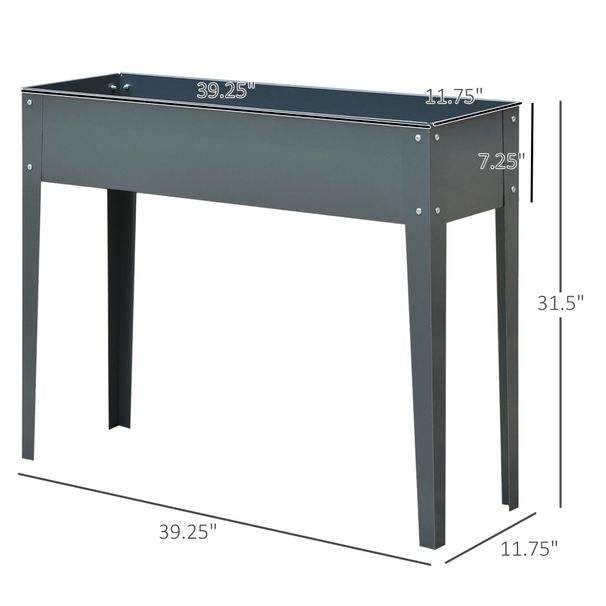 Metal Raised Garden Bed, Elevated Planter Box With Legs And Drain Holes, Dark Gray_maomaolike.com