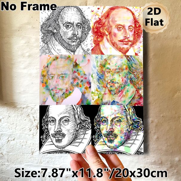 William Shakespeare Portrait Painting Poster, Artistic Ink Line & Vibrant Watercolor Mixed-style Poster, Unique Artistic Portrait Collection, Ideal_maomaolike.com