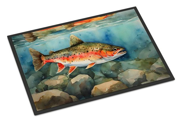 Brook Trout Doormat Front Door Mat Indoor Outdoor Rugs For Entryway, Non Slip Washable Low Pile, 24H X 36W_maomaolike.com
