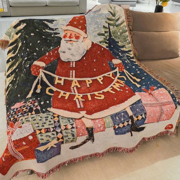 Christmas Decorative New Year Spring Festival Gift Atmosphere Santa Claus Blanket Sofa Throw_maomaolike.com