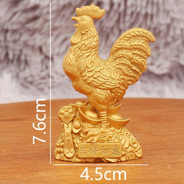Twelve Zodiac Home Study Desktop Ornament Auspicious Ruyi Yuanbao Golden Rooster Wealth-Bringing Sand Gold Metal Craft_maomaolike.com