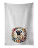 Fawn Pug And Flowers Kitchen Towel Set Of 2 White Dish Towels Decorative Bathroom Hand Towel For Hand, Face, Hair, Yoga, Tea, Dishcloth, 19 X 28", White_maomaolike.com