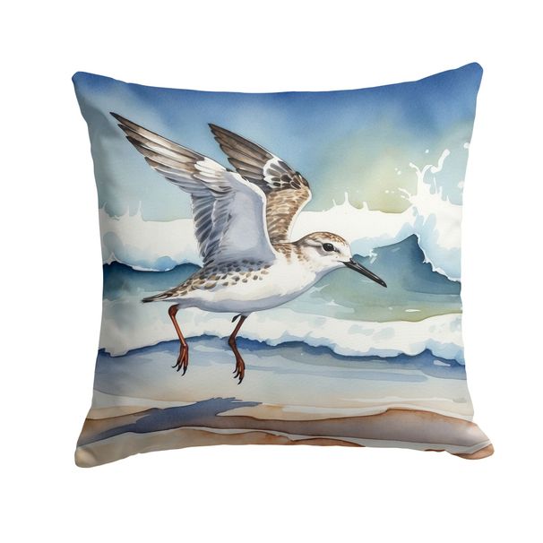 Sanderling Racing The Tide Throw Pillow Machine Washable, Indoor Outdoor Decorative Pillow For Couch, Bed Or Patio, 18Hx18W_maomaolike.com