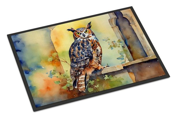 Great Horned Owl Doormat Front Door Mat Indoor Outdoor Rugs For Entryway, Non Slip Washable Low Pile, 24H X 36W_maomaolike.com