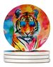 Hippie Animal Bengal Tiger Large Sandstone Coasters Pack Of 4 Absorbent Round Coasters Decor Gifts For Men Or Women, 4 In, Multicolor_maomaolike.com