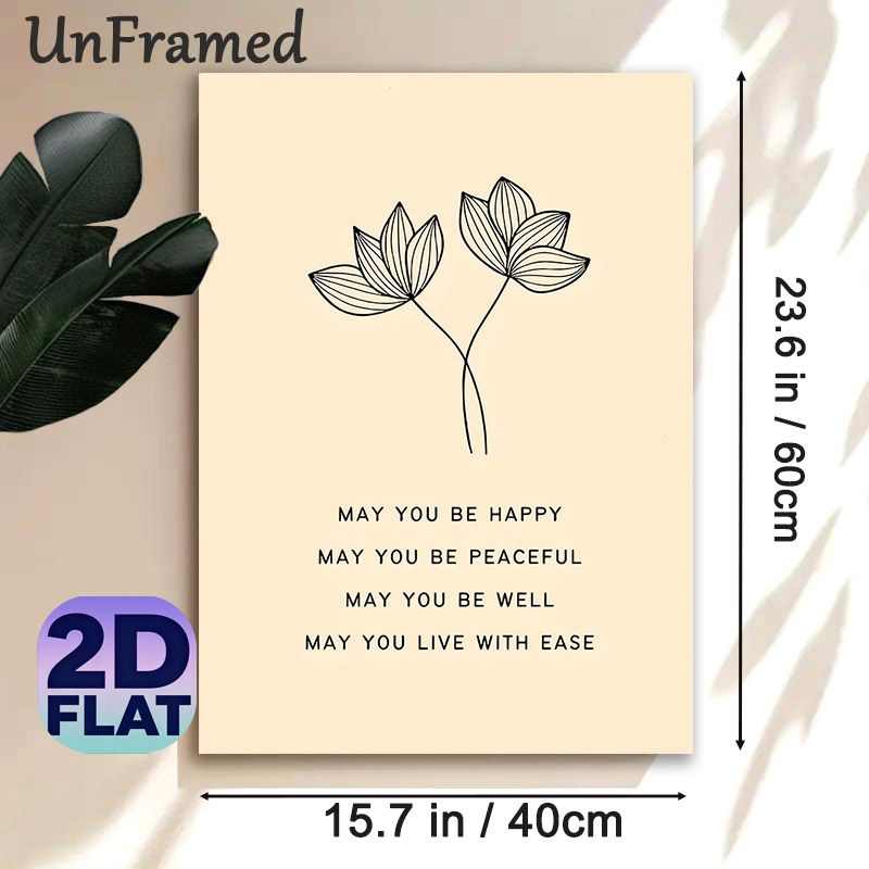 Lotus & Positive Affirmation Painting Poster, Minimalist Line Art Poster, Soothing Uplifting Message Ideal For Bedroom, Living Room, Meditation Area_maomaolike.com