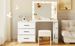 55.2" Vanity Desk With Freely Adjustable Side Cabinet, Makeup Vanity With Hollywood Lights, 5 Storage Drawers & 2-shelves, Modern Dressing Table, White_maomaolike.com