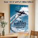 Chemtrail Pilot Aircraft Painting Poster, Retro Twin-engine Plane With Smoke Trails In Blue Sky Poster, Stylish Aviation-themed Decor Ideal For Home_maomaolike.com