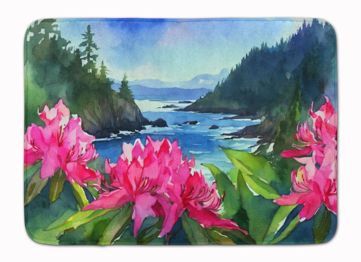 Washington Coast Rhododendrons In Watercolor Memory Foam Kitchen Mat Machine Washable Anti-Fatigue Mat Cushion Comfort Bath Mat Or Kitchen Rug_maomaolike.com