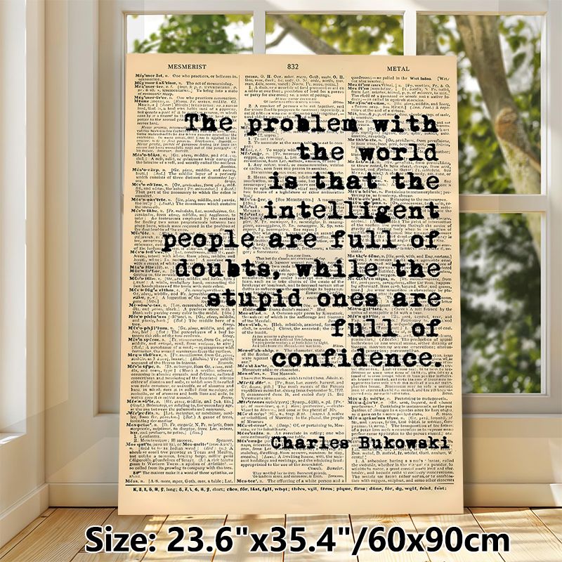Charles Bukowski Quote Painting Poster, Vintage Newspaper-style Typographic Text Poster, Thought-provoking Literary Quote Decor For Home Office_maomaolike.com
