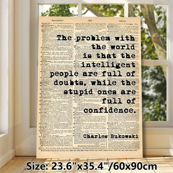 Charles Bukowski Quote Painting Poster, Vintage Newspaper-style Typographic Text Poster, Thought-provoking Literary Quote Decor For Home Office_maomaolike.com