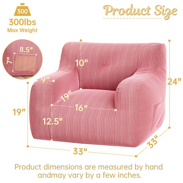 Bean Bag Chairs For Adults And Kids - Bean Bag Sofa With Tufted Soft Stuffed Filling For Living Room,Bedroom Accent Sofa Chair With Pocket_maomaolike.com