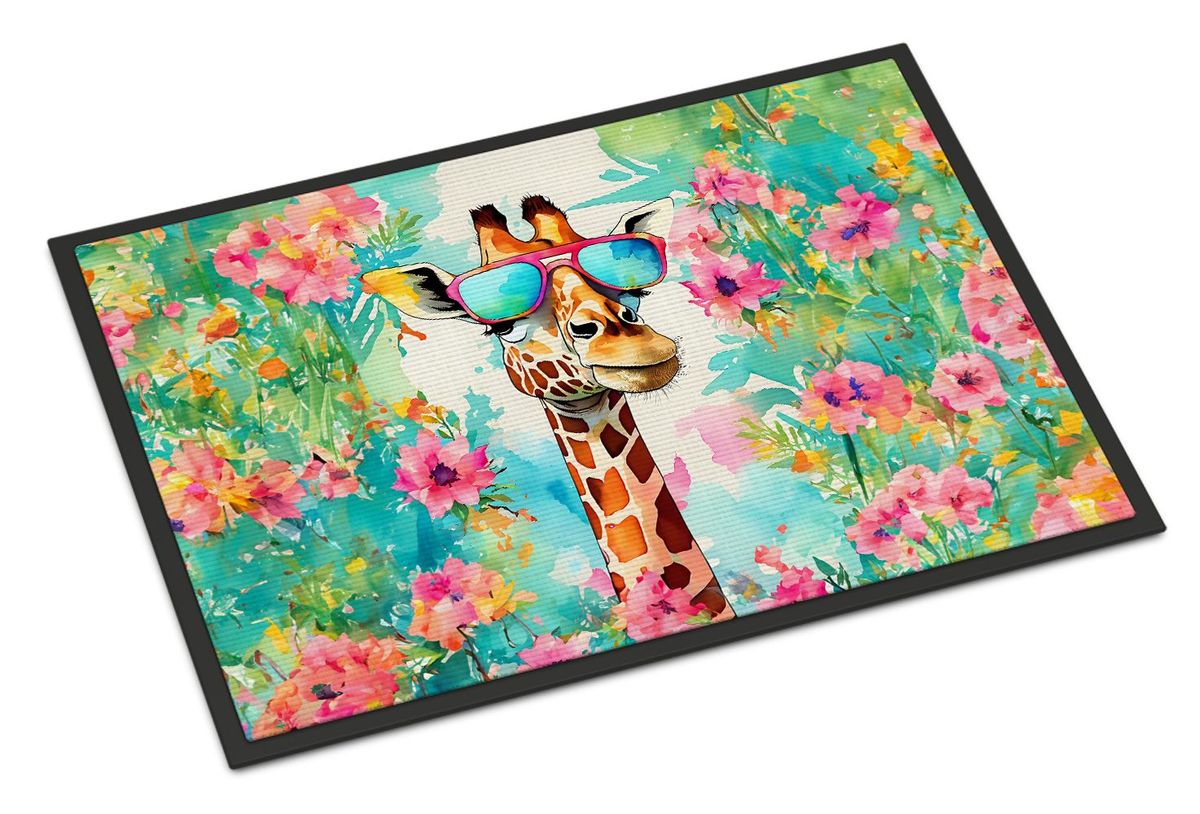 Hippie Animal Giraffe Doormat Front Door Mat Indoor Outdoor Rugs For Entryway, Non Slip Washable Low Pile, 24H X 36W_maomaolike.com