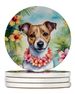 Jack Russell Terrier Luau Large Sandstone Coasters Pack Of 4 Absorbent Round Coasters Decor Gifts For Men Or Women, 4 In, Multicolor_maomaolike.com