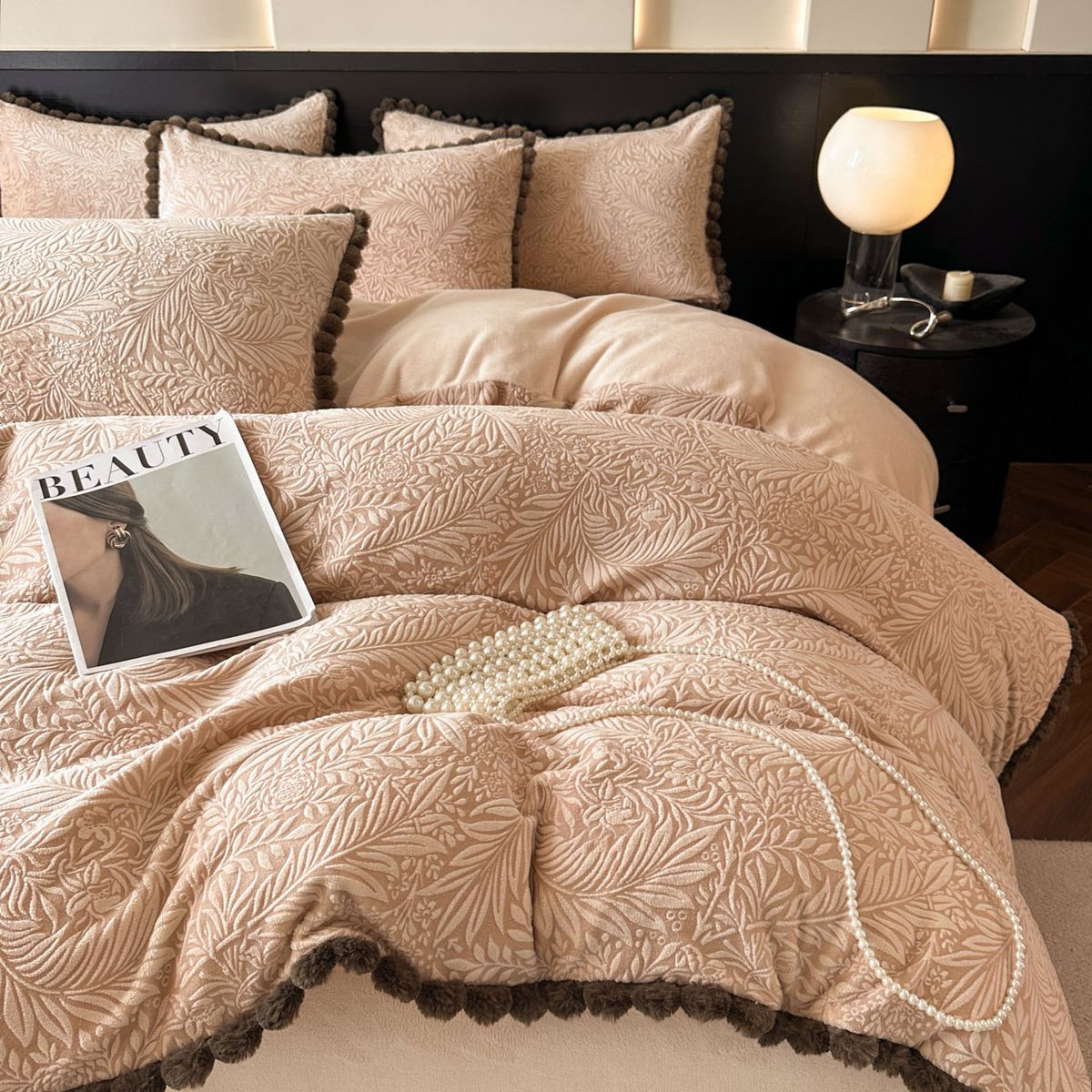 Class A Carved Milk Velvet Rabbit Fur Ball Four-Piece Set Light Luxury Style Three-Dimensional Coloring Burnout Cow_maomaolike.com