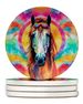Hippie Animal Horse Large Sandstone Coasters Pack Of 4 Absorbent Round Coasters Decor Gifts For Men Or Women, 4 In, Multicolor_maomaolike.com