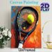 Tennis Themed Painting Poster, Bold Impasto-style Tennis Racket & Ball Poster, Vibrant Sports-themed Decor Ideal For Game Rooms, Sports Clubs And_maomaolike.com