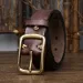HOT 3.8cm Top Cowhide Fashion High Quality Genuine Leather Men Copper Buckle Strap for Male Wide Retro Belt_maomaolike.com
