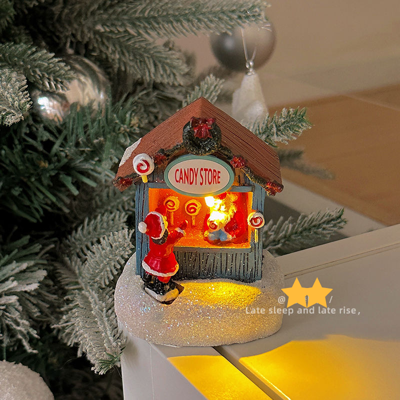 Resin Glowing House, Small Night Light, Elderly Snowman, Christmas Creative, Cute Gift, Desktop Decoration_maomaolike.com
