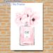 Chic Floral Perfume Bottle Painting Poster, Soft Watercolor Blush Pink Flower & Perfume Bottle Poster, Delicate Elegant Decor Suitable For Bedroom_maomaolike.com