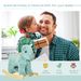 Kids Plush Ride-On Rocking Horse Triceratops-shaped Plush Toy Rocker With Realistic Sounds For Child 36-72 Months Dark Green_maomaolike.com