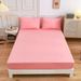 Solid Color Brushed Fitted Sheet Dust Proof Skin Friendly Bed Fitted Sheet Mattress Protector Fitted Sheet - 1PC_maomaolike.com