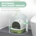 Covered Cat Litter Box With Lid, Scoop, Deodorizing Bags For Odor Control, Privacy, Easy To Clean, Green_maomaolike.com