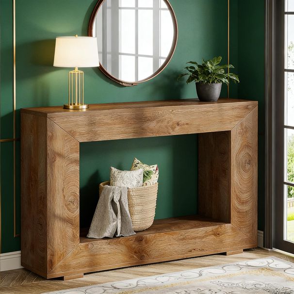 (old Sku: S05790120 )Farmhouse Console Table, Rustic Wood Entryway Sofa Table With Storage_maomaolike.com