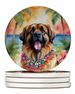 Leonberger Luau Large Sandstone Coasters Pack Of 4 Absorbent Round Coasters Decor Gifts For Men Or Women, 4 In, Multicolor_maomaolike.com