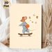 Skateboarding Mouse Painting Poster, Warm-toned Cute Cartoon Poster, Playful Design Of Mouse In Striped Outfit On Skateboard With Butterflies, Brings_maomaolike.com