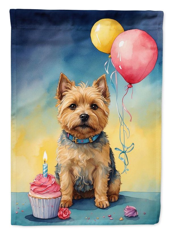 Norwich Terrier Happy Birthday House Flag Large Porch Sleeve Pole Decorative Outside Yard Banner Artwork Wall Hanging, Polyester, House Size, Multicolor_maomaolike.com