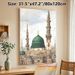 Islamic Mosque Painting Poster, Vintage-toned Detailed Mosque With Green Domes & Intricate Minarets Poster, Cultural Religious Artwork Ideal For Home_maomaolike.com
