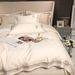 Autumn Winter High-End French Light Luxury 140-Count Long-Staple Four-Piece Set Minimalist Style Embroidered Pure Cotton Bed Sheet_maomaolike.com