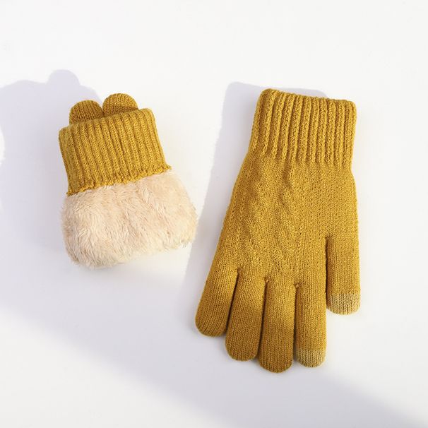 Men's double thick knit wool gloves Winter warm and fleece riding cold touch screen gloves_maomaolike.com