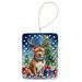 Pit Bull Terrier Christmas Reindeer Porcelain Ornament Christmas Tree Hanging Decorations For Home Christmas Holiday, Rectangle, Gift, Multicolor_maomaolike.com