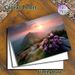 Mountain Sunrise Scenery Painting Poster, Serene Warm-toned Mountain Landscape With Blooming Pink Flowers Poster, Soothing Natural View Ideal For_maomaolike.com