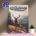 Wildlands Elk Wilderness Painting Poster, Vintage Scenic Snow-capped Mountain & Elk Herd Poster, Rustic Natural Decor Ideal For Living Room, Cabin And_maomaolike.com