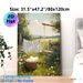 Rustic Laundry Yard Painting Poster, Warm-toned Idyllic Pastoral Poster, Sunlit Yard With Hanging Clothes, Wildflowers And Swing, Adds Cozy Rural Feel_maomaolike.com