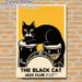 Black Cat Jazz Club Painting Poster, Vintage Graphic Black Cat On Drums Poster, Retro Artistic Decor Ideal For Music Room, Living Room, Jazz Bar_maomaolike.com