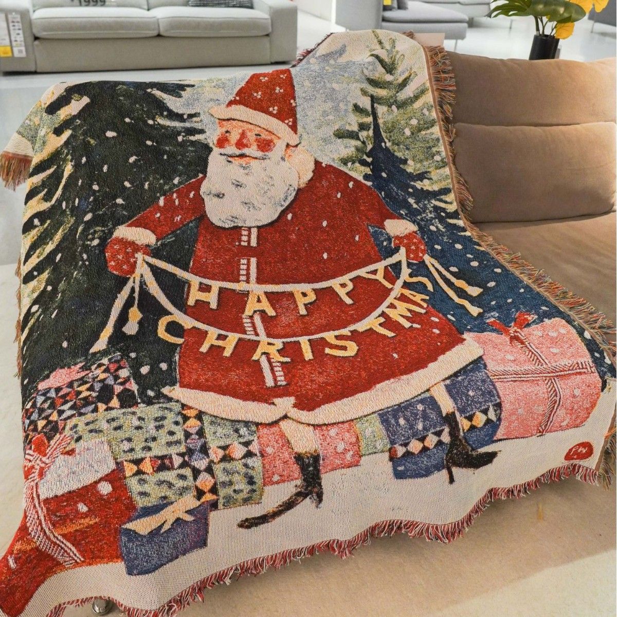 Gift Sofa Cover Towel Christmas Background Cloth Tapestry Painting Atmosphere Decorative Blanket_maomaolike.com