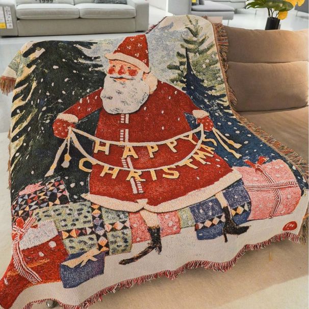 Gift Sofa Cover Towel Christmas Background Cloth Tapestry Painting Atmosphere Decorative Blanket_maomaolike.com