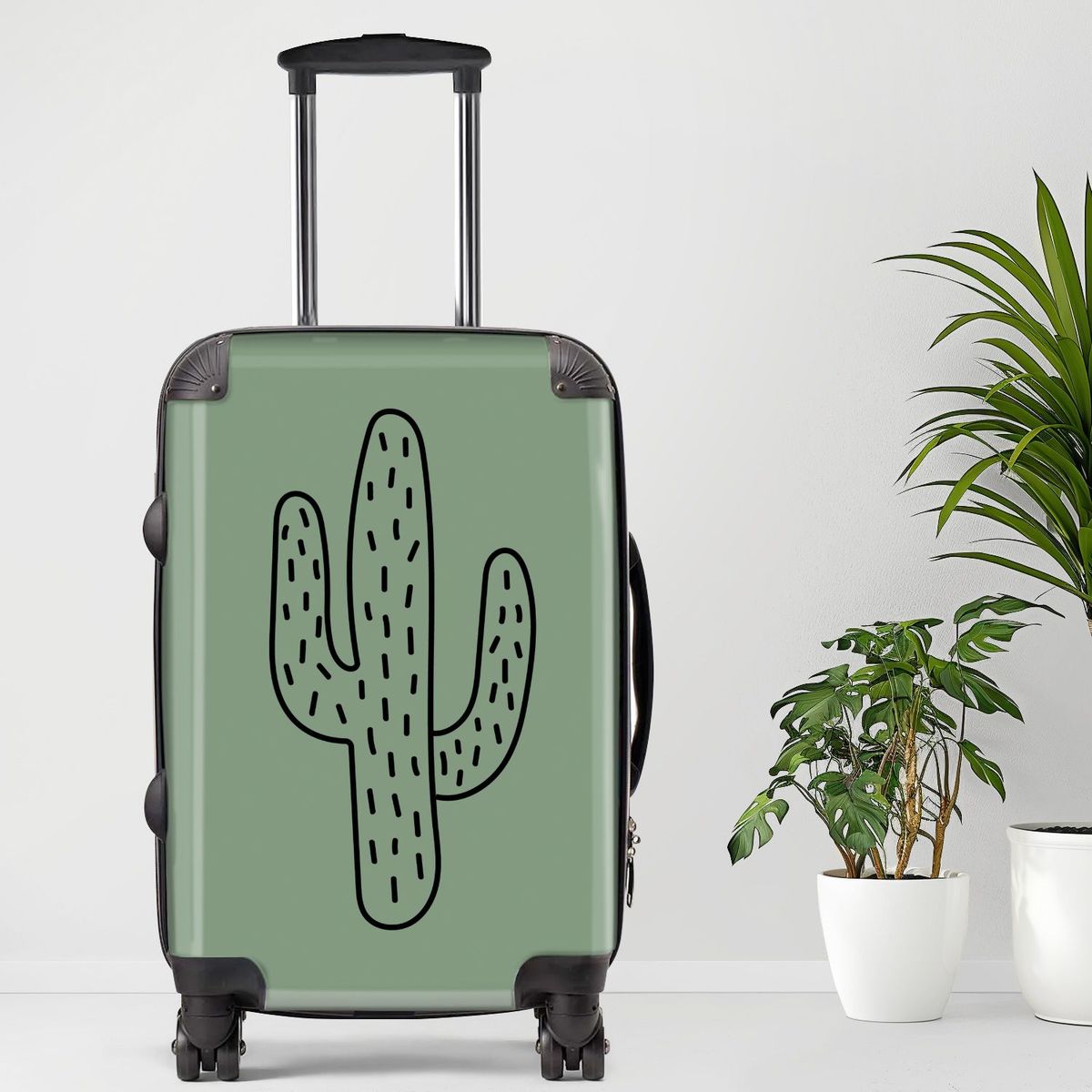 Cactus Luggage, 20/24/28 Inch Luggage, Carry-On, Custom Luggage, Luggage Set, Suitcase, Travel, Vacation, Cabin Suitcase, Custom Suitcase, Personalized Luggage_maomaolike.com