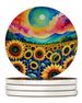 Colorful Sunflowers Large Sandstone Coasters Pack Of 4 Absorbent Round Coasters Decor Gifts For Men Or Women, 4 In, Multicolor_maomaolike.com