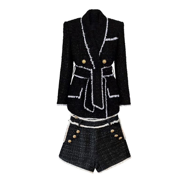 Women's Clothing tweed waist slimming foreign trade supply women's suit shorts suit in stock_maomaolike.com