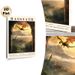 Basgiath Dragon & Castle Painting Poster, Atmospheric Fantasy Style Poster, Captivating Scene Of Dragon Flying Over Misty Mountain Castle At Golden_maomaolike.com