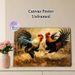 Rooster Fight Themed Painting Poster, Vibrant Impressionist Style Dynamic Dueling Roosters Scene Poster, Rich Textured Art Ideal For Farmhouse_maomaolike.com