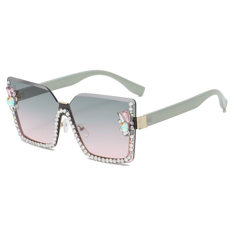 Unisex Fashion Round Diamond Studded Sunglasses Sun Protection Sunglasses Outdoor Rhinestone Glasses_maomaolike.com
