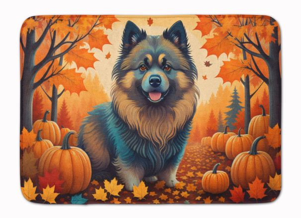 Keeshond Fall Memory Foam Kitchen Mat Machine Washable Anti-Fatigue Mat Cushion Comfort Bath Mat Or Kitchen Rug_maomaolike.com