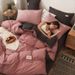 top-sale Cross-Border Solid Color Washed Four-Piece Brushed Cotton Duvet Cover 1.8m Bedding Student Three-Piece Set 4_maomaolike.com